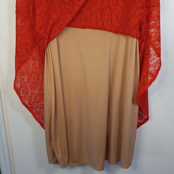 Evan Picone Black Label Orange Lace Capsleeve Shift Dress, Size 14 - Picture 4 of 8